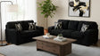 Austin Black Corduroy Sofa and Loveseat Set with Accent Pillows from Ella Furniture