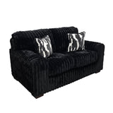 Austin Black Corduroy Sofa and Loveseat Set with Accent Pillows view 3
