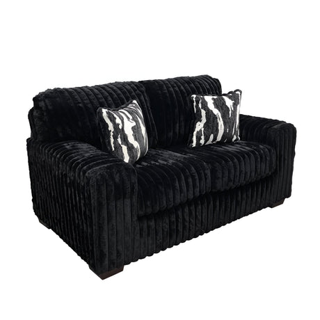 Austin Black Corduroy Sofa and Loveseat Set with Accent Pillows view 3