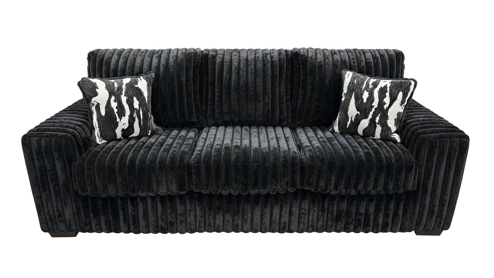 Austin Black Corduroy Sofa and Loveseat Set with Accent Pillows view 4