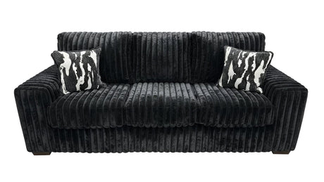 Austin Black Corduroy Sofa and Loveseat Set with Accent Pillows view 4