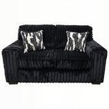 Austin Black Corduroy Sofa and Loveseat Set with Accent Pillows view 5