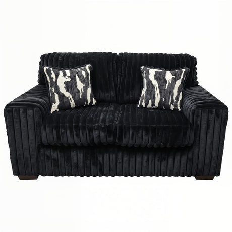 Austin Black Corduroy Sofa and Loveseat Set with Accent Pillows view 5