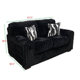 Austin Black Corduroy Sofa and Loveseat Set with Accent Pillows view 7