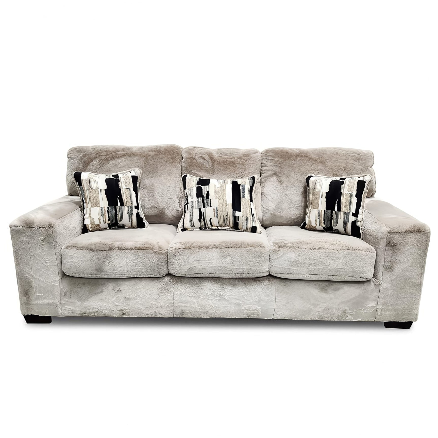 Austin Coco Faux Fur Sofa and Loveseat Set with Accent Pillows view 2