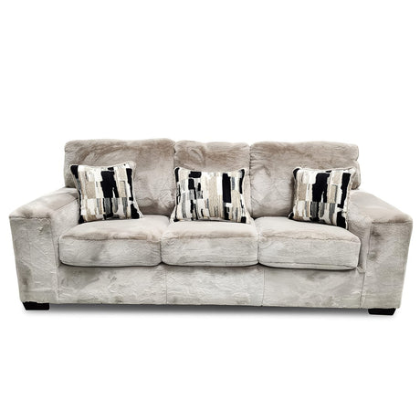 Austin Coco Faux Fur Sofa and Loveseat Set with Accent Pillows view 2
