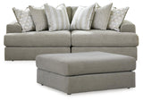 Avaliyah Ash 2-Piece Sectional With Ottoman - Ella Furniture