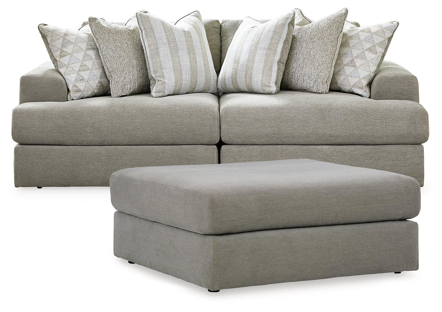 Avaliyah Ash 2-Piece Sectional With Ottoman - Ella Furniture