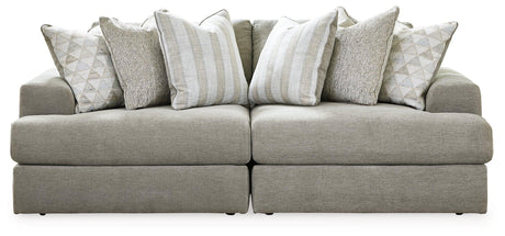 Avaliyah Ash 2-Piece Sectional With Ottoman - Ella Furniture
