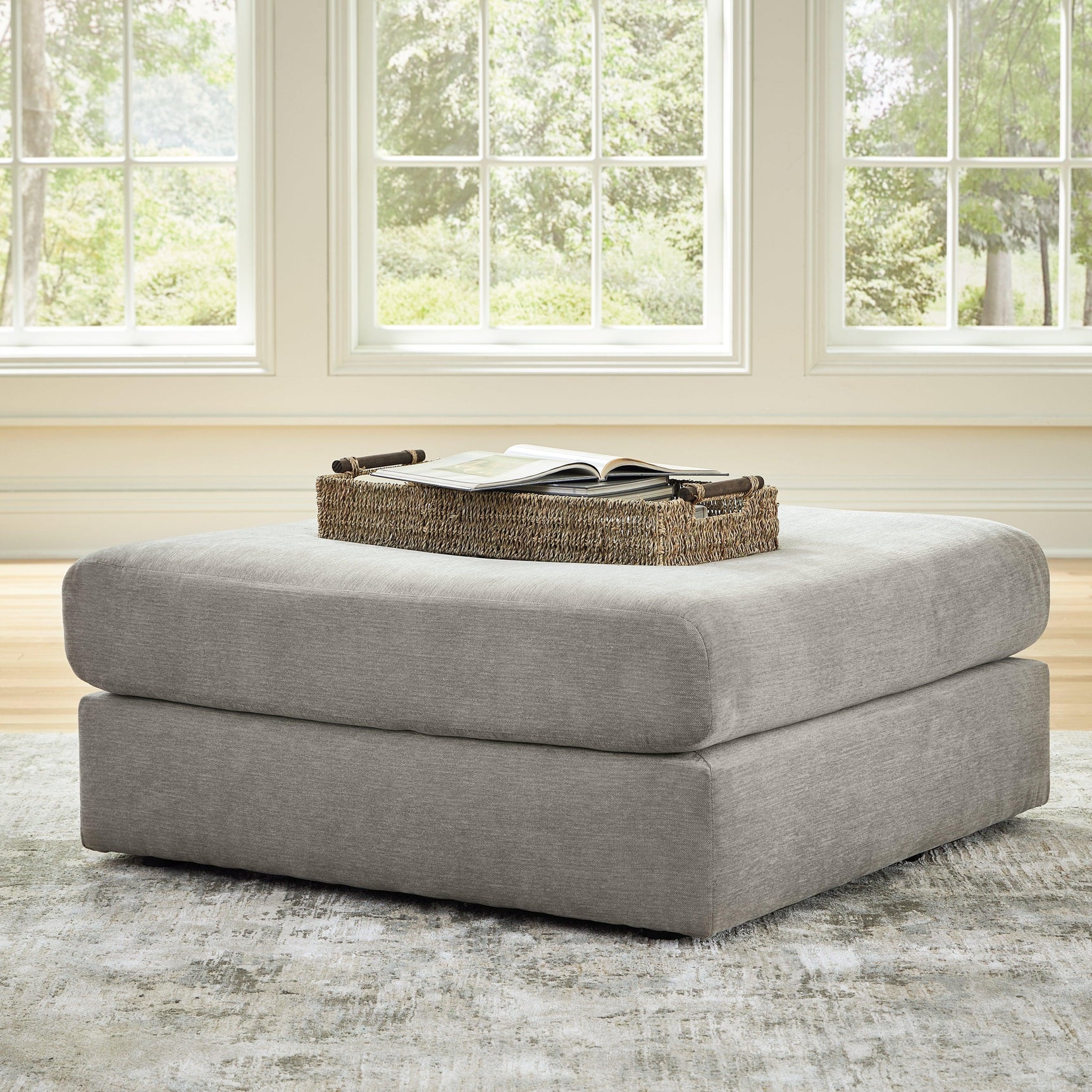 Avaliyah Ash 2-Piece Sectional With Ottoman - Ella Furniture