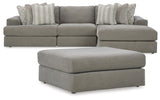 Avaliyah Ash 3-Piece Sectional With Ottoman - Ella Furniture
