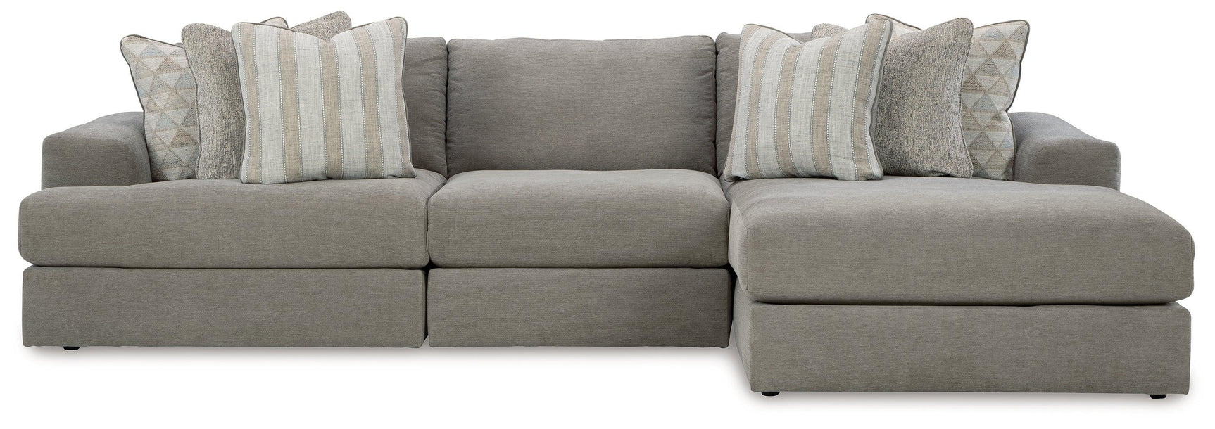 Avaliyah Ash 3-Piece Sectional With Ottoman - Ella Furniture