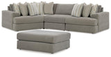 Avaliyah Ash 4-Piece Sectional With Ottoman - Ella Furniture