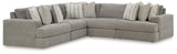 Avaliyah Ash 5-Piece Sectional With Ottoman - Ella Furniture