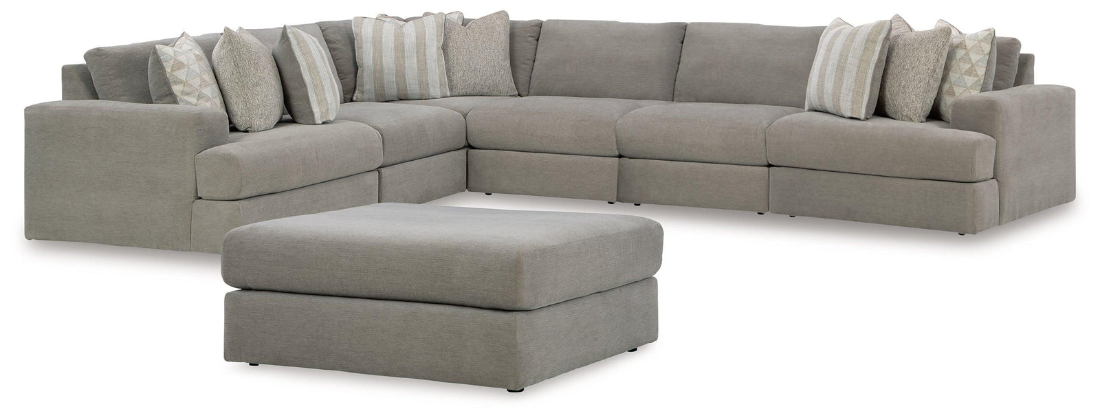 Avaliyah Ash 6-Piece Sectional With Ottoman - Ella Furniture