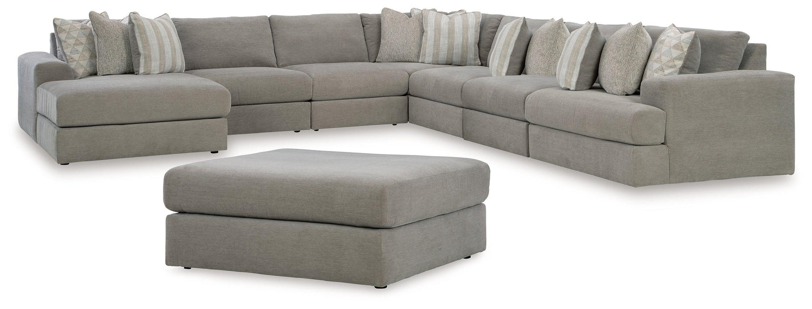 Avaliyah Ash 7-Piece Sectional With Ottoman - Ella Furniture