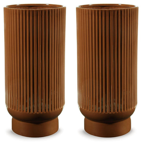 Avalyah Burnt Umber Vase (Set of 2) - Ella Furniture