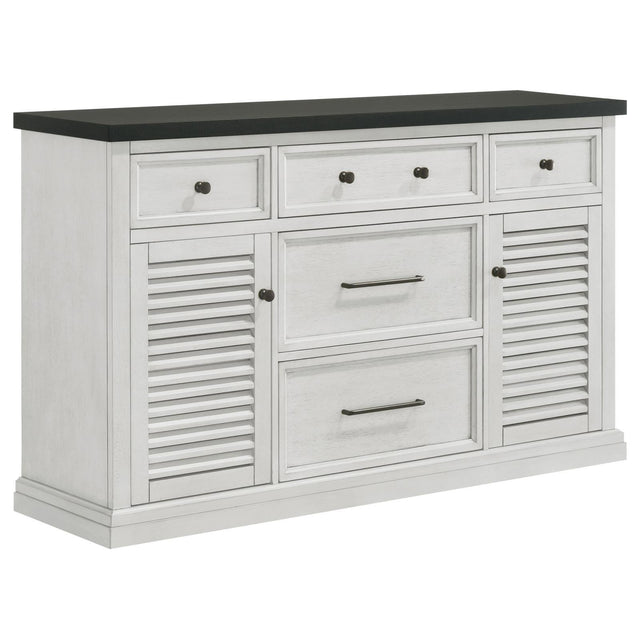Aventine 5-Drawer Dining Sideboard Buffet Cabinet With Cabinet Charcoal And Vintage Chalk 108245 - Ella Furniture