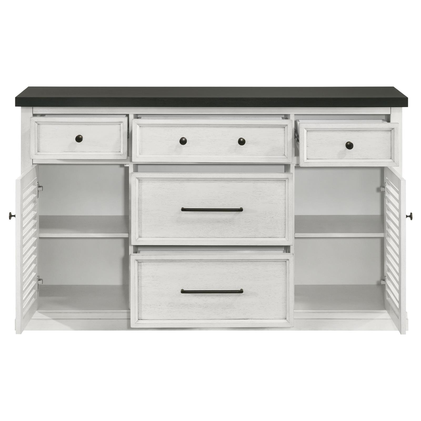 Aventine 5-Drawer Dining Sideboard Buffet Cabinet With Cabinet Charcoal And Vintage Chalk 108245 - Ella Furniture