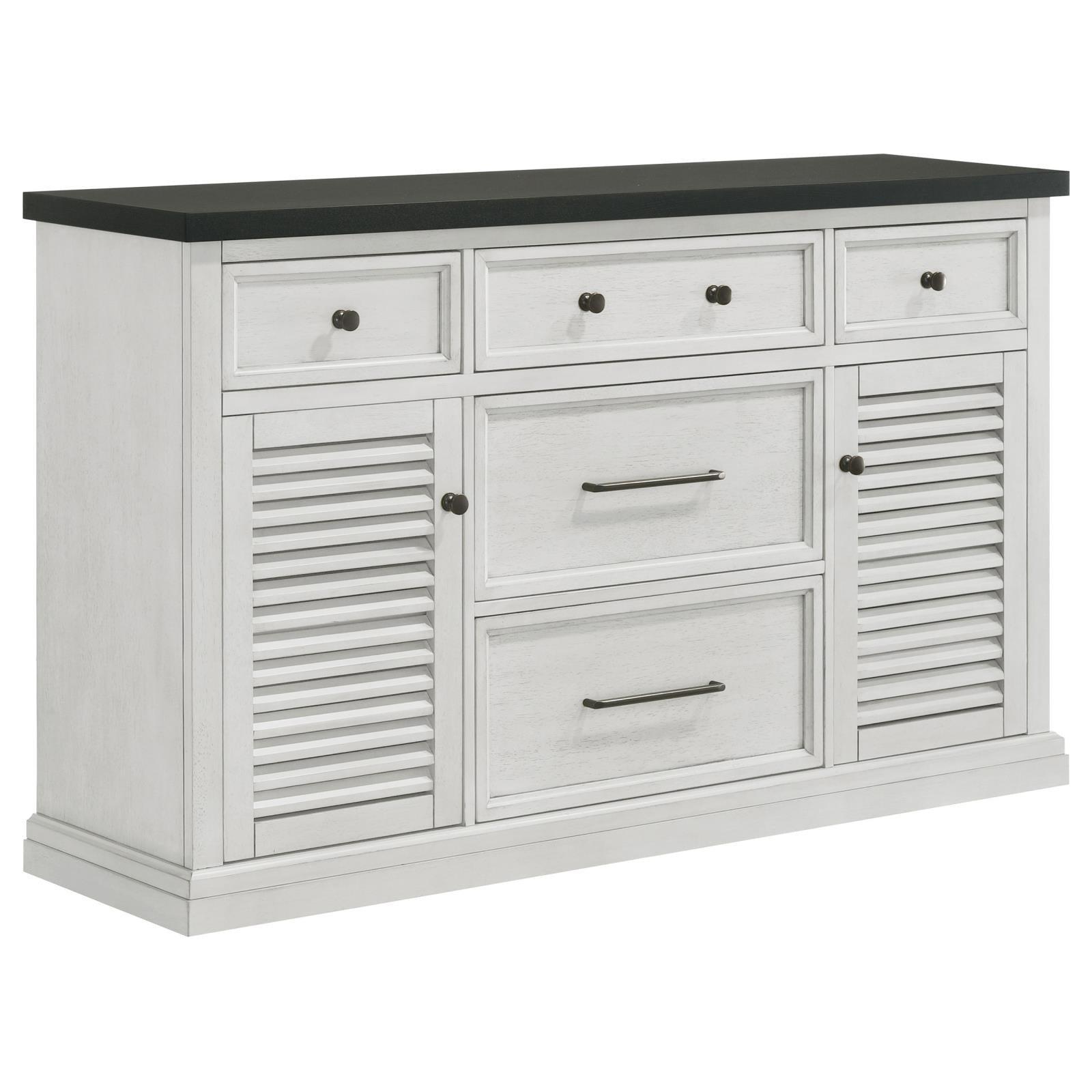 Aventine 5-Drawer Dining Sideboard Buffet Cabinet With Cabinet Charcoal And Vintage Chalk 108245 - Ella Furniture