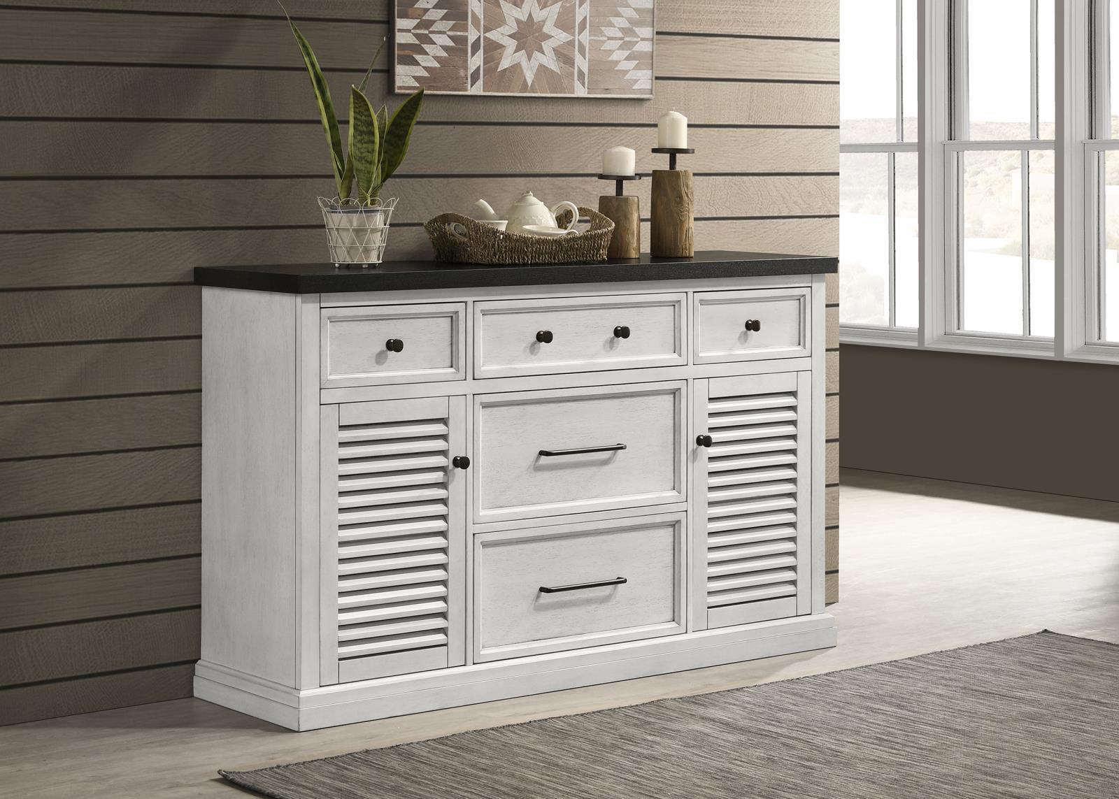 Aventine 5-Drawer Dining Sideboard Buffet Cabinet With Cabinet Charcoal And Vintage Chalk 108245 - Ella Furniture