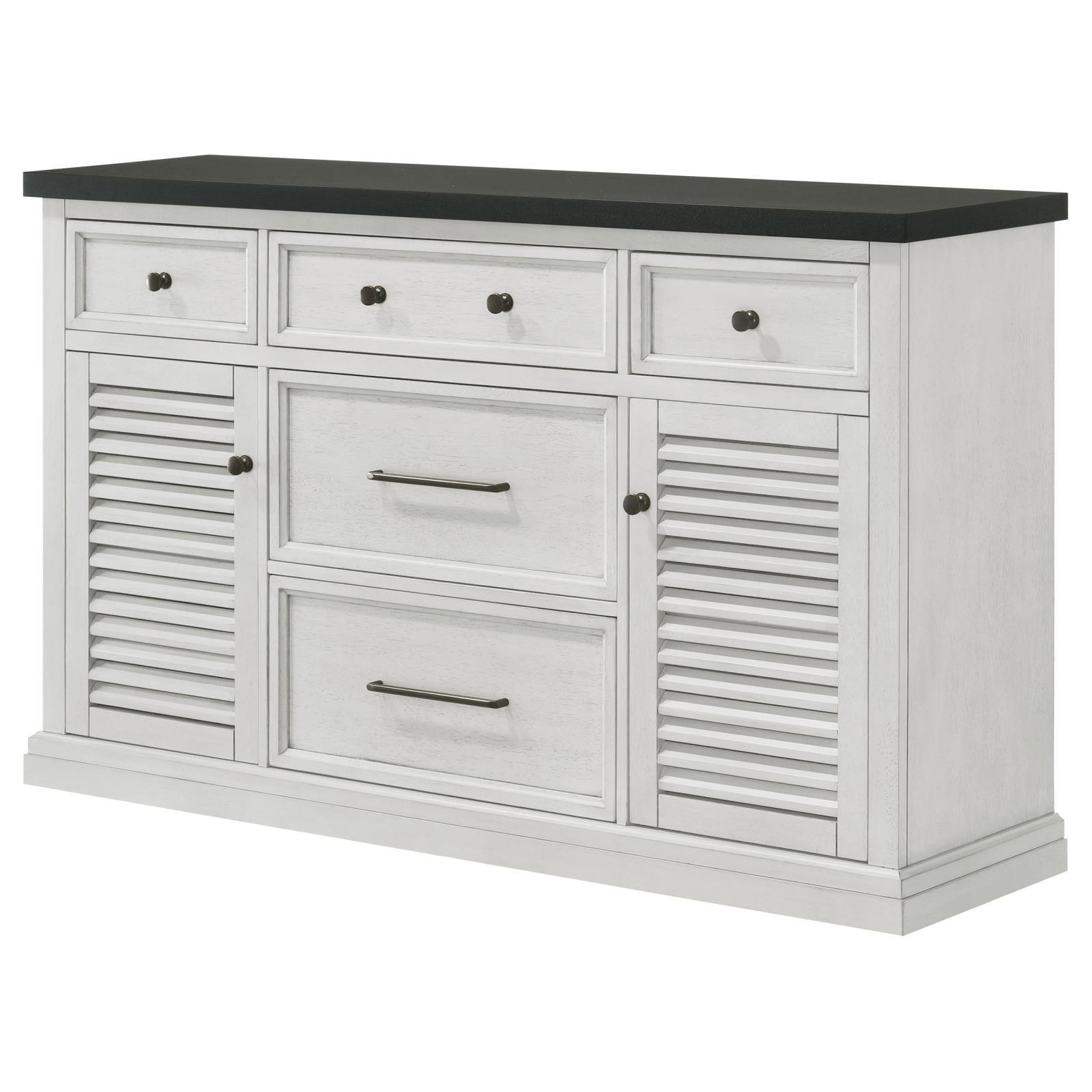 Aventine 5-Drawer Dining Sideboard Buffet Cabinet With Cabinet Charcoal And Vintage Chalk 108245 - Ella Furniture