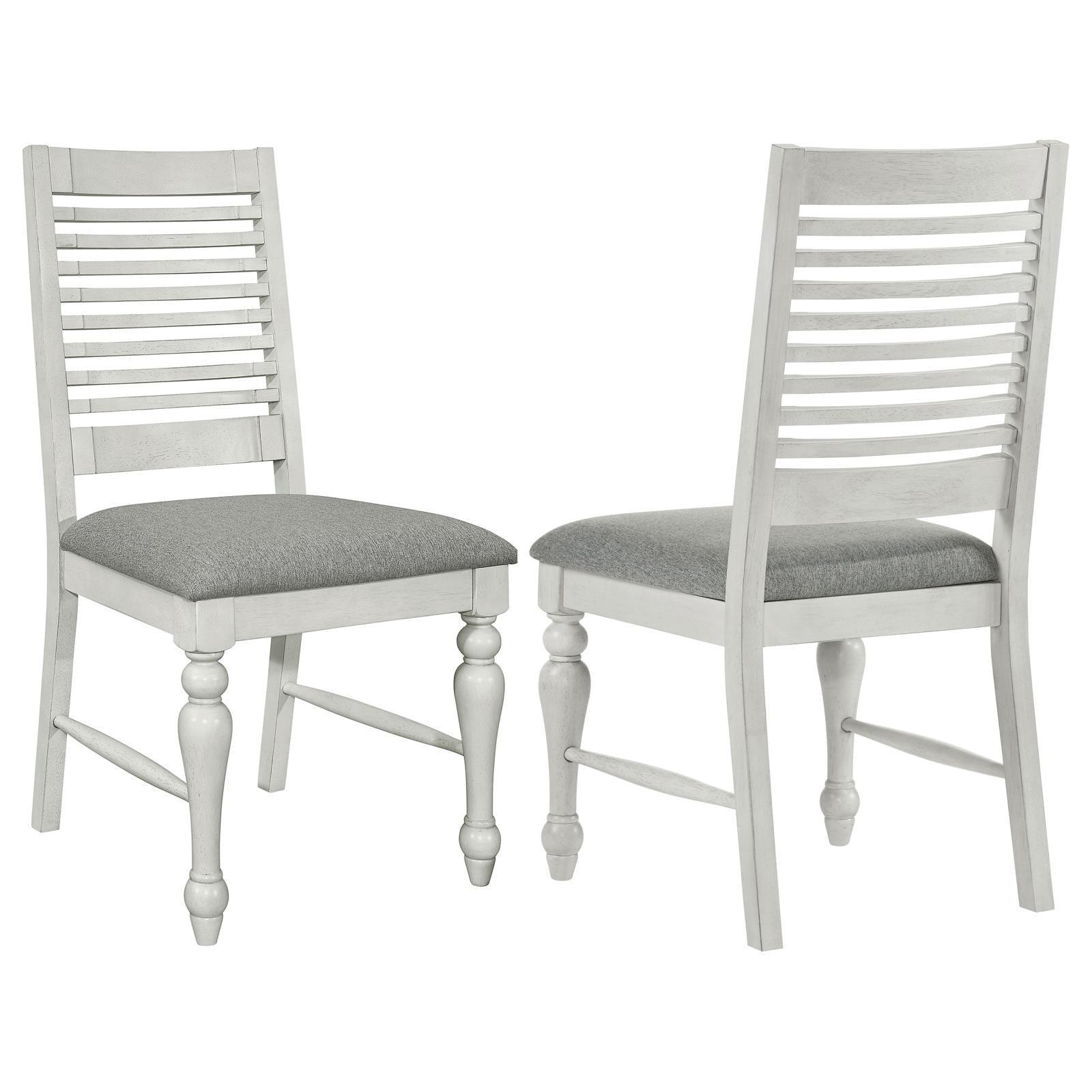 Aventine Ladder Back Dining Side Chair With Upholstered Seat Vintage Chalk And Grey (Set Of 2) 108242 - Ella Furniture