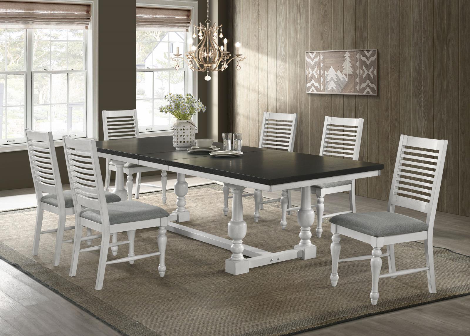 Aventine Ladder Back Dining Side Chair With Upholstered Seat Vintage Chalk And Grey (Set Of 2) 108242 - Ella Furniture