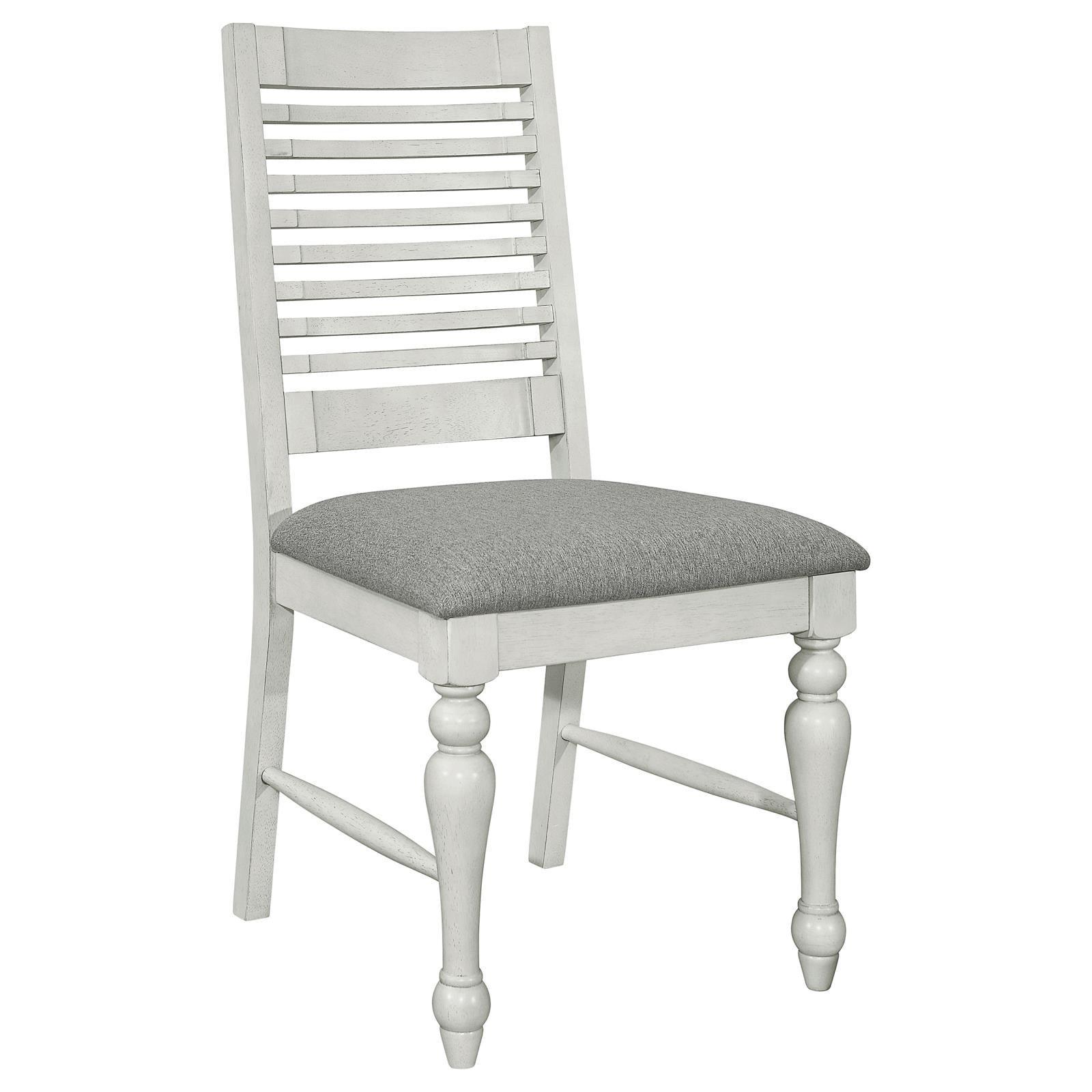 Aventine Ladder Back Dining Side Chair With Upholstered Seat Vintage Chalk And Grey (Set Of 2) 108242 - Ella Furniture