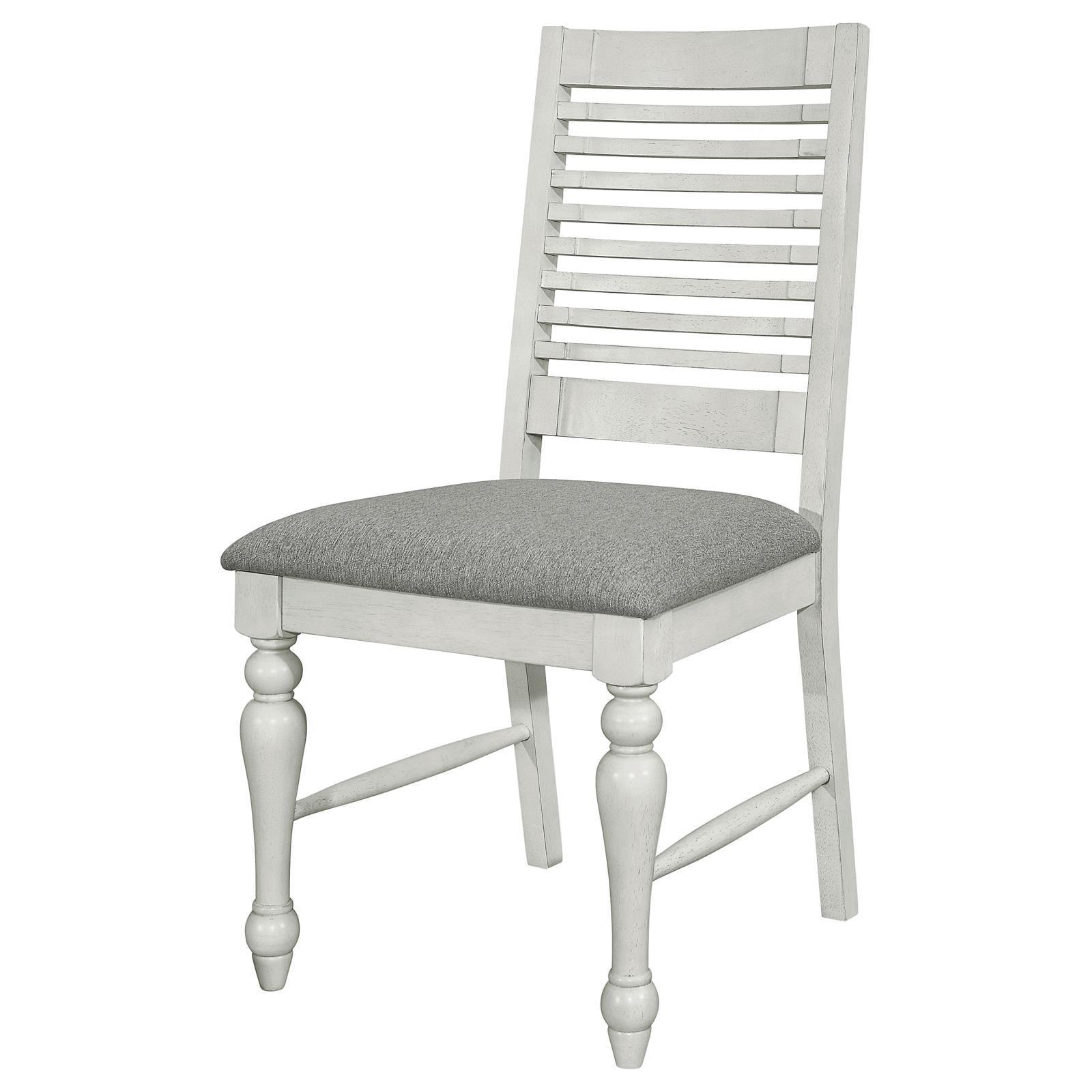 Aventine Ladder Back Dining Side Chair With Upholstered Seat Vintage Chalk And Grey (Set Of 2) 108242 - Ella Furniture