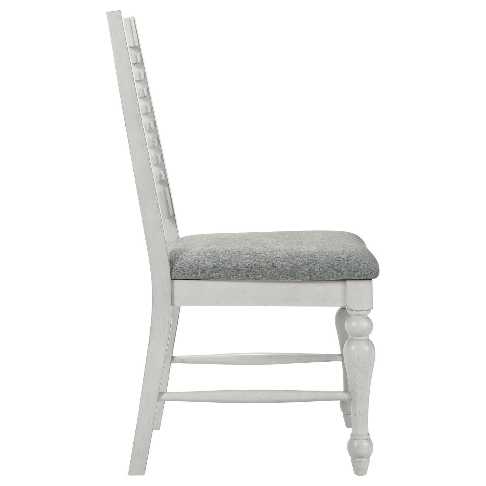 Aventine Ladder Back Dining Side Chair With Upholstered Seat Vintage Chalk And Grey (Set Of 2) 108242 - Ella Furniture
