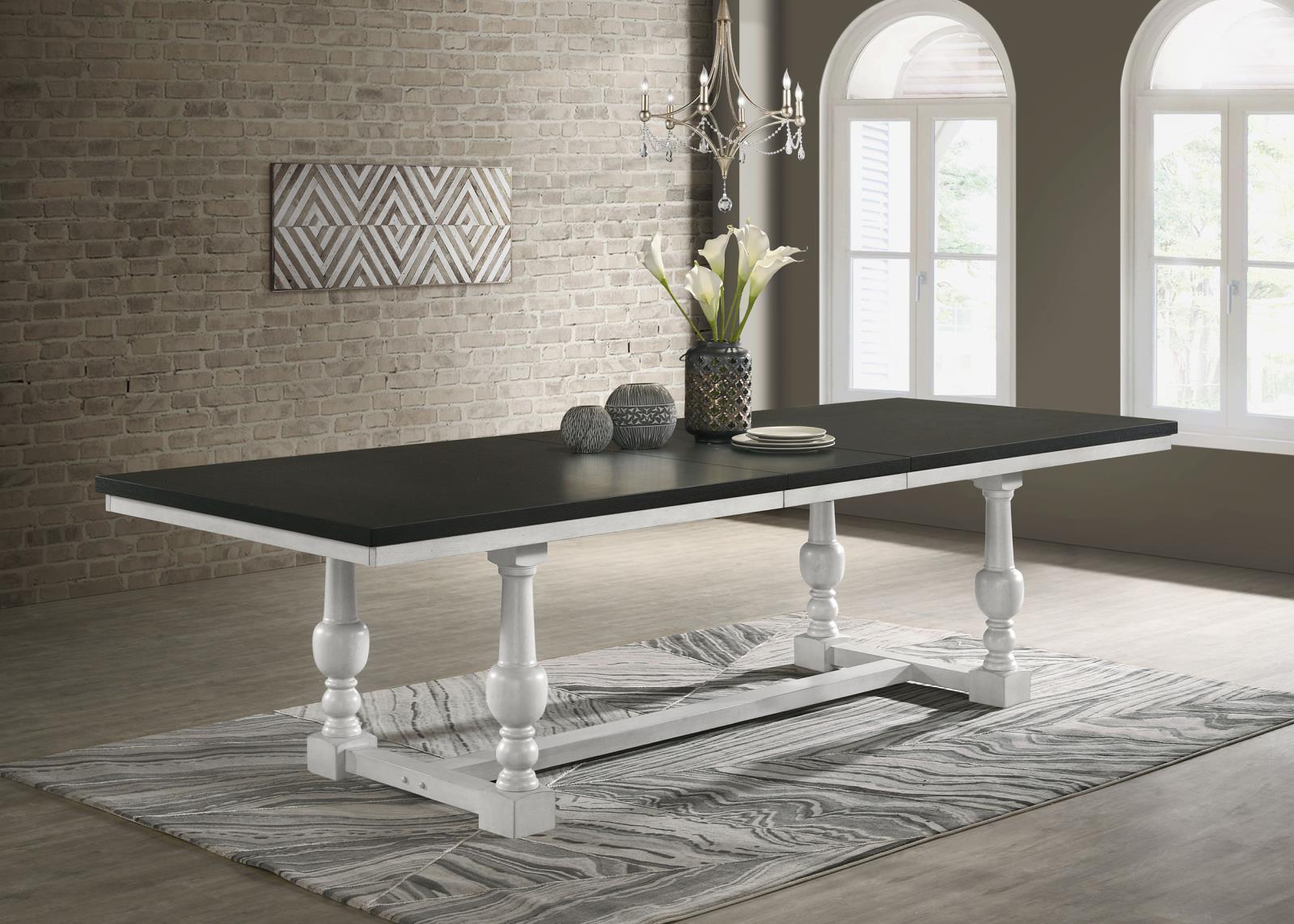 Aventine Rectangular Dining Table With Extension Leaf Charcoal And Vintage Chalk 108241 - Ella Furniture
