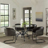 Aviano Aviano Round 48-inch Glass Top Metal Dining Table Gunmetal 108291BG - Ella Furniture