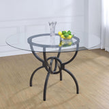 Aviano Aviano Round 48-inch Glass Top Metal Dining Table Gunmetal 108291BG - Ella Furniture
