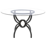 Aviano Aviano Round 48-inch Glass Top Metal Dining Table Gunmetal 108291BG - Ella Furniture
