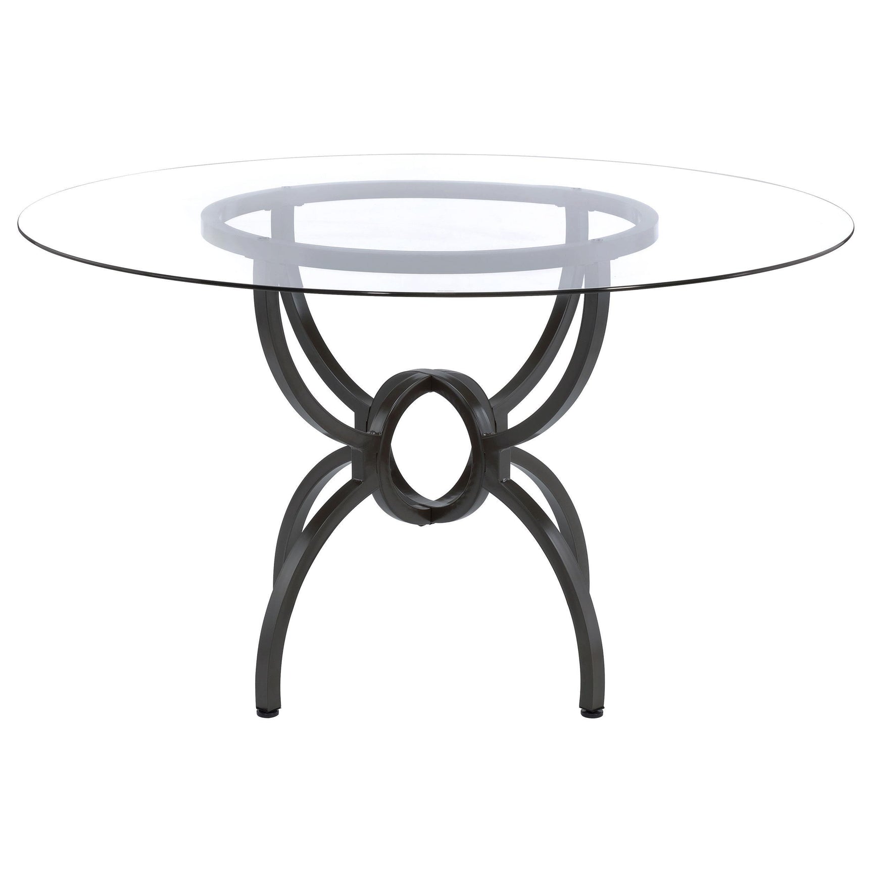 Aviano Aviano Round 48-inch Glass Top Metal Dining Table Gunmetal 108291BG - Ella Furniture