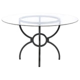 Aviano Aviano Round 48-inch Glass Top Metal Dining Table Gunmetal 108291BG - Ella Furniture