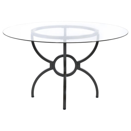 Aviano Aviano Round 48-inch Glass Top Metal Dining Table Gunmetal 108291BG - Ella Furniture