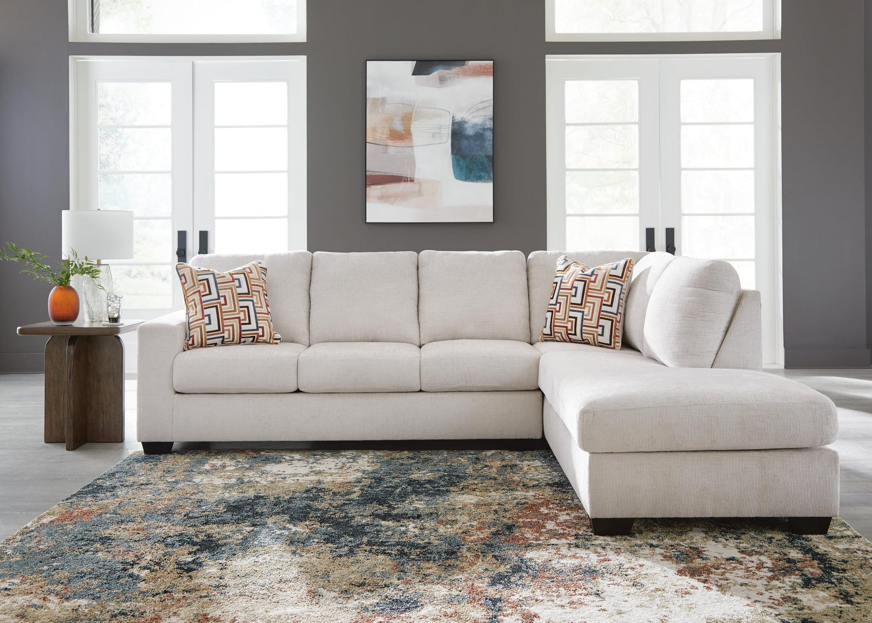 Aviemore Stone Chenille 2-Piece Sectional with Chaise from Ella Furniture