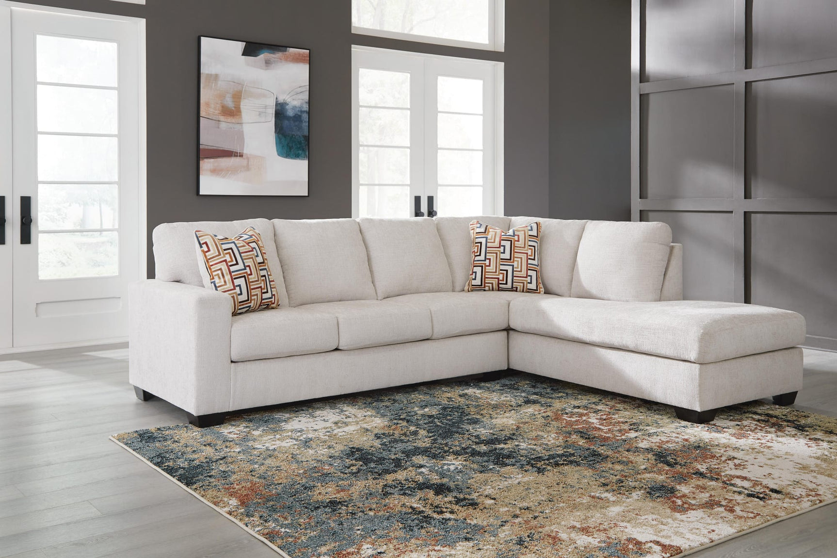 Aviemore Stone Chenille 2-Piece Sectional with Chaise view 2