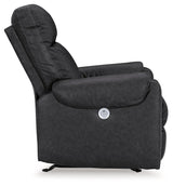 Axtellton Carbon Faux Leather Power Recliner - Ella Furniture