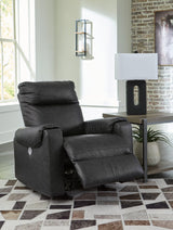 Axtellton Carbon Faux Leather Power Recliner - Ella Furniture