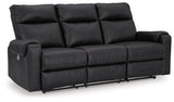 Axtellton Carbon Faux Leather Power Reclining Sofa - Ella Furniture