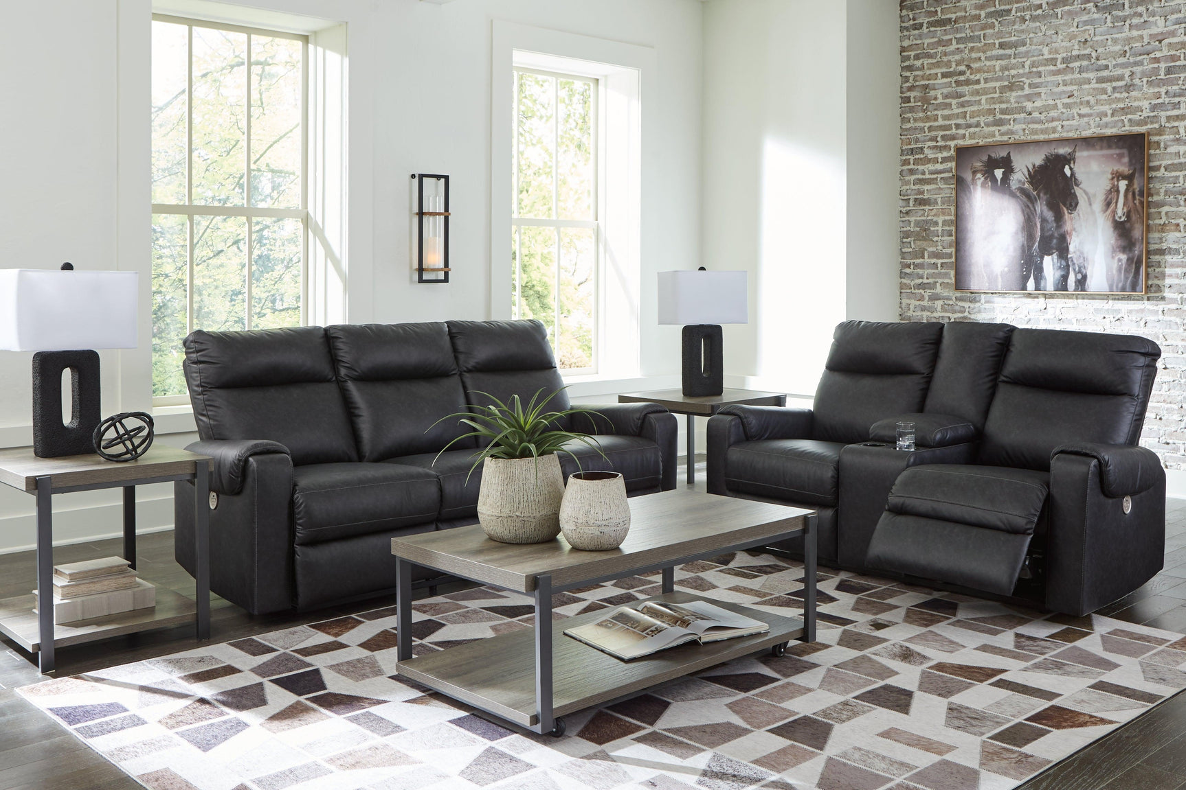 Axtellton Carbon Sofa And Loveseat - Ella Furniture