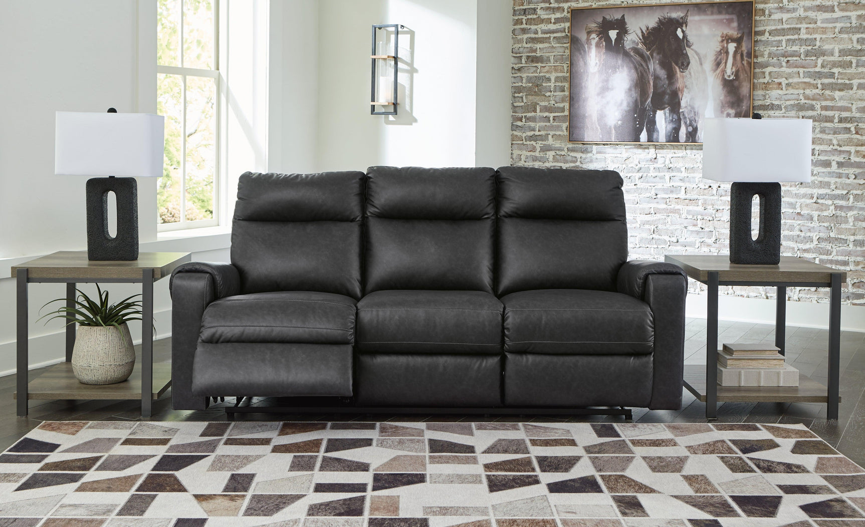 Axtellton Carbon Sofa, Loveseat and Recliner - Ella Furniture