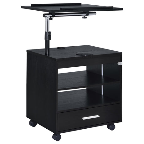 Lerma 1-Drawer Adjustable Tray Top Nightstand with Speaker Black Ash — product view