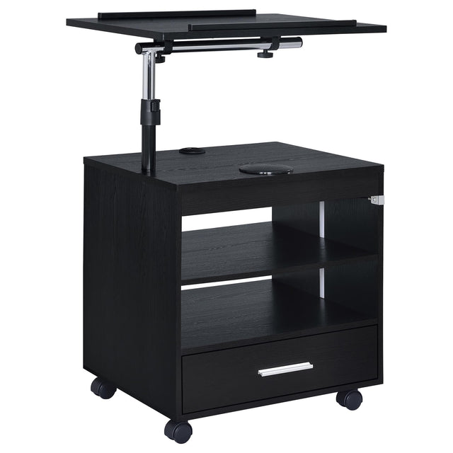Lerma 1-Drawer Adjustable Tray Top Nightstand with Speaker Black Ash — product view