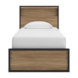 Kozmour Black/Brown Twin Bookcase Complete Bed Frame — front view