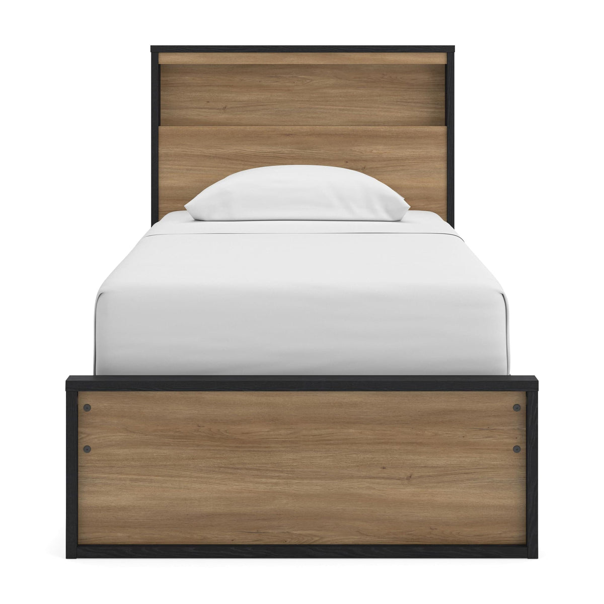 Kozmour Black/Brown Twin Bookcase Complete Bed Frame — front view