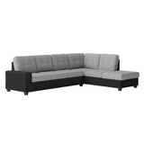 Gray/Black Traditional Solid Wood, Plywood Fabric Upholstered Tufted Ottoman Sectional - Ella Furniture